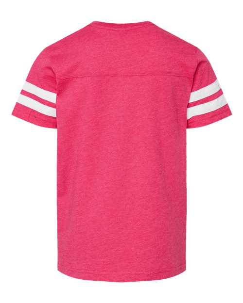 Youth Football Fine Jersey Tee - Vintage Hot Pink/ White Back