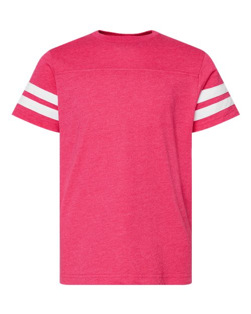 Youth Football Fine Jersey Tee - Vintage Hot Pink/ White Front