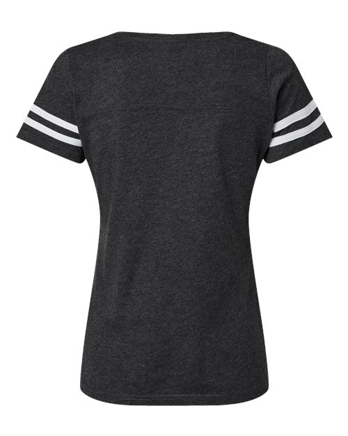 Women's Football V-Neck Fine Jersey Tee - Vintage Smoke/ White Back