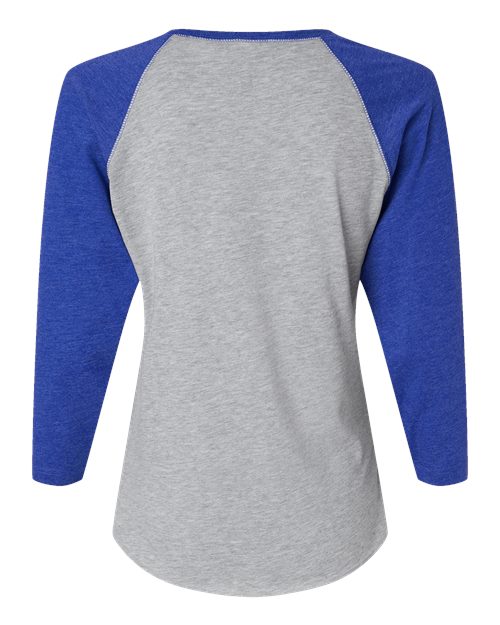 Women's Baseball Fine Jersey Three-Quarter Sleeve Tee - Vintage Heather/ Vintage Royal Back