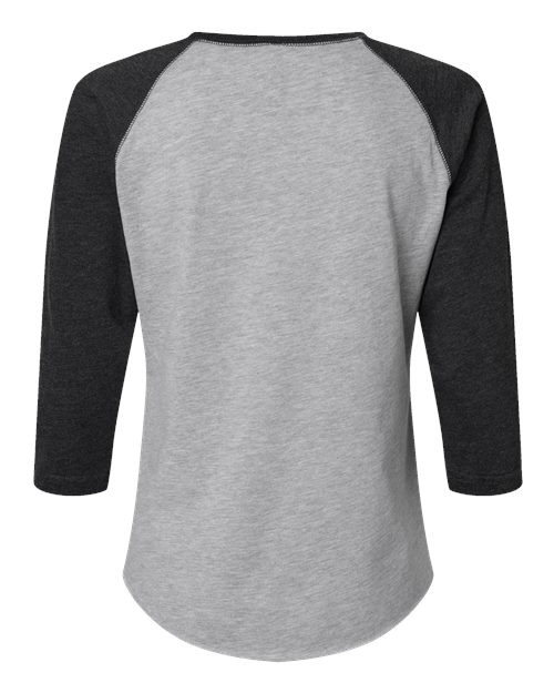 Women's Baseball Fine Jersey Three-Quarter Sleeve Tee - Vintage Heather/ Vintage Smoke Back