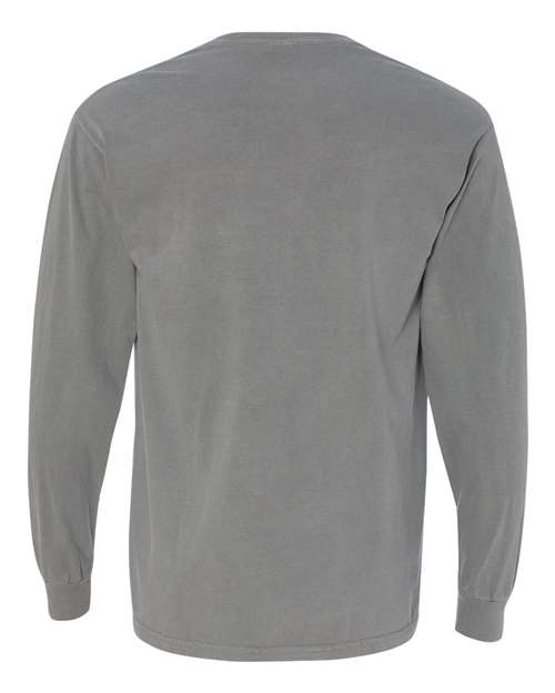 Unisex Garment-Dyed Heavyweight Long Sleeve Pocket T-Shirt - Grey Back