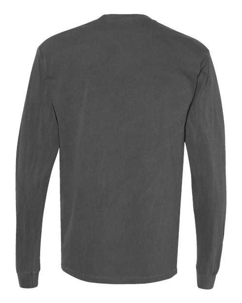 Unisex Garment-Dyed Heavyweight Long Sleeve Pocket T-Shirt - Pepper Back