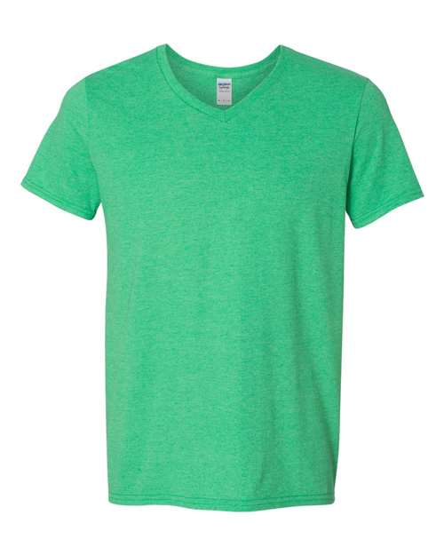 Unisex Softstyle® V-Neck T-Shirt - Heather Irish Green Front
