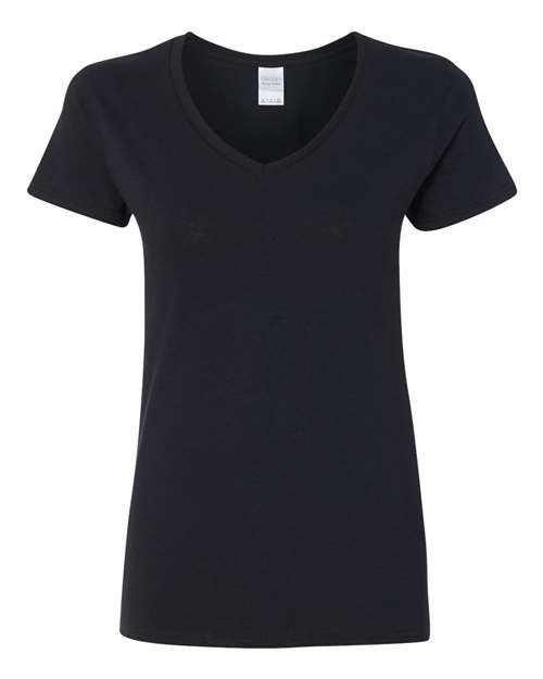 Gildan Women's Heavy Cotton™ V-Neck T-Shirt - Black Front