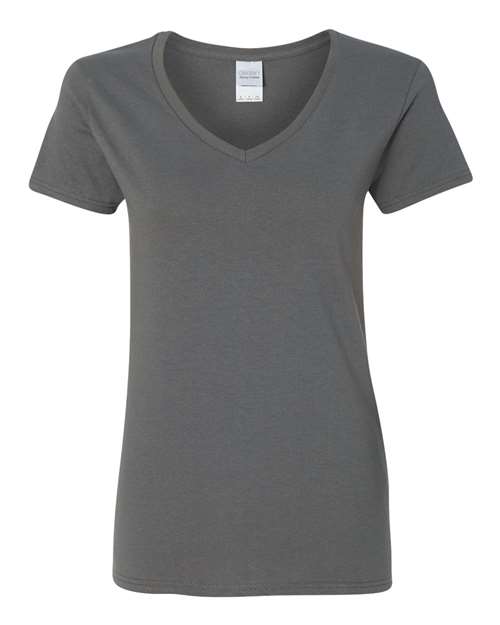 Gildan Women's Heavy Cotton™ V-Neck T-Shirt - Charcoal Front