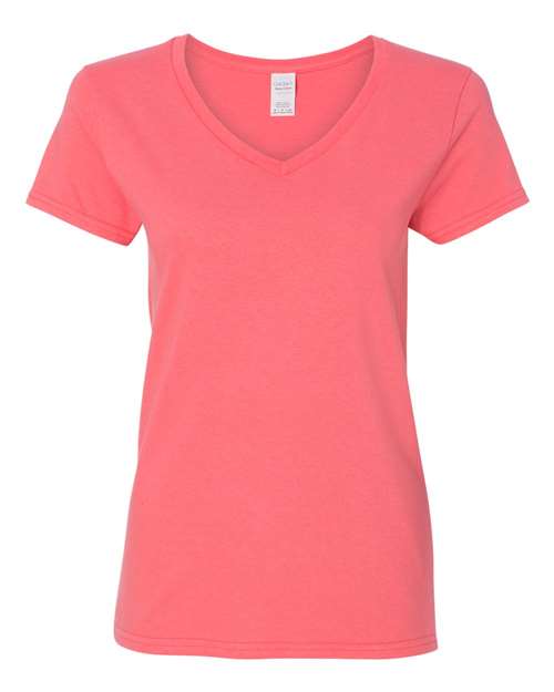 Women's Heavy Cotton™ V-Neck T-Shirt - Coral Silk Front