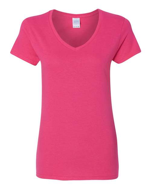 Gildan Women's Heavy Cotton™ V-Neck T-Shirt - Heliconia Front