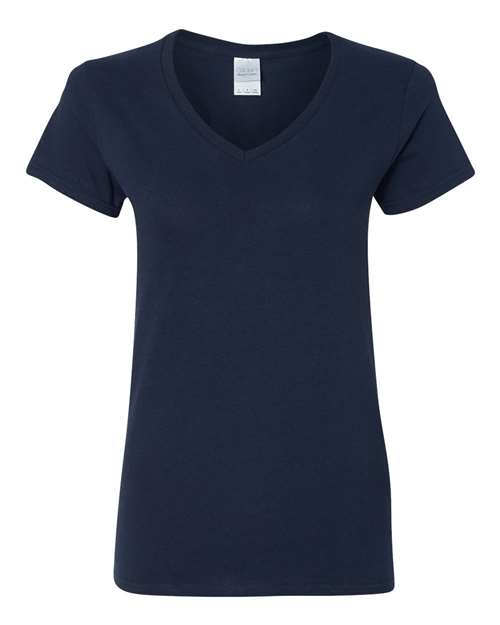 Gildan Women's Heavy Cotton™ V-Neck T-Shirt - Navy Front