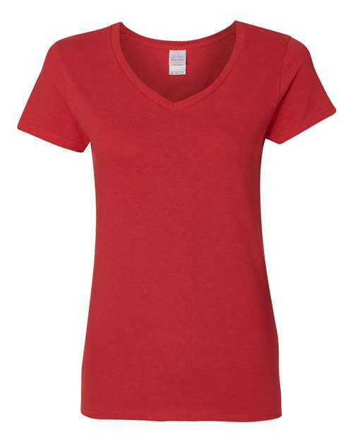 Gildan Women's Heavy Cotton™ V-Neck T-Shirt - Red Front
