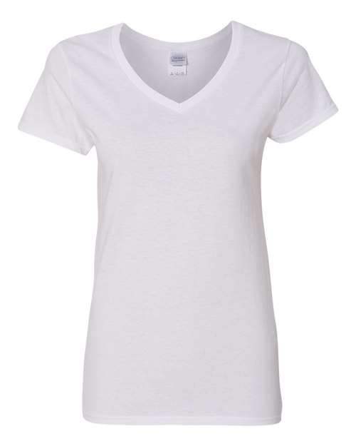 Gildan Women's Heavy Cotton™ V-Neck T-Shirt - White Front