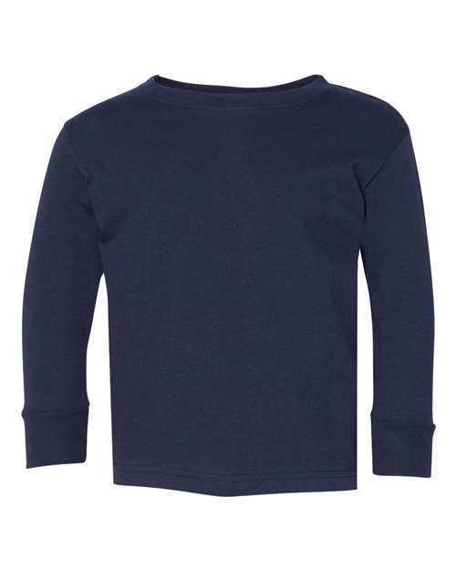 Toddler Fine Jersey Long Sleeve Tee - Navy Front