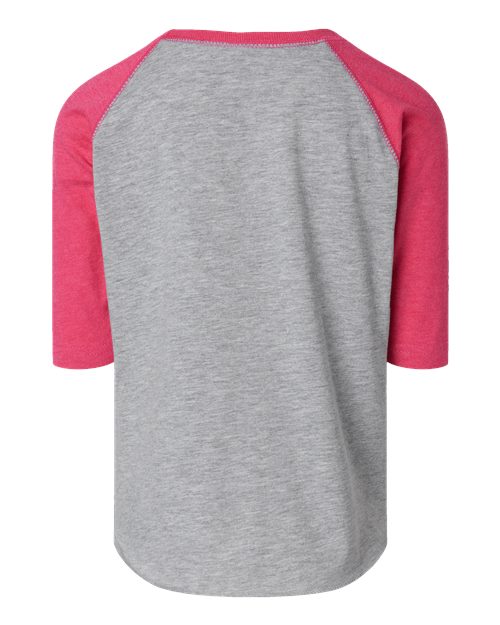 Toddler Baseball Fine Jersey Three-Quarter Sleeve Tee - Vintage Heather/ Vintage Hot Pink Back