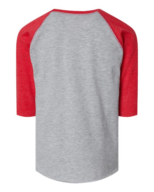 Toddler Baseball Fine Jersey Three-Quarter Sleeve Tee - Vintage Heather/ Vintage Red Back