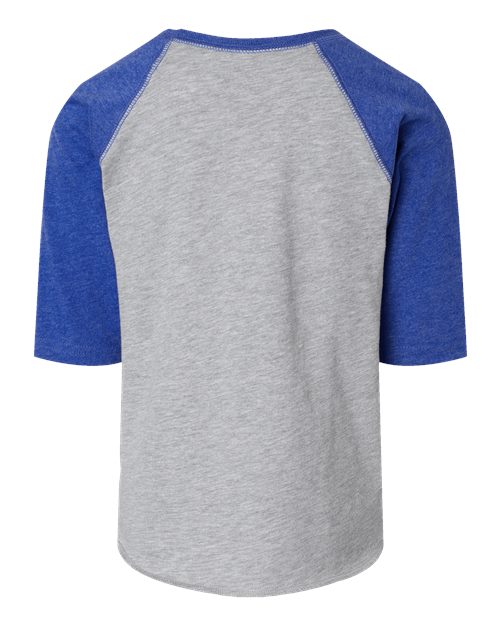Toddler Baseball Fine Jersey Three-Quarter Sleeve Tee - Vintage Heather/ Vintage Royal Back