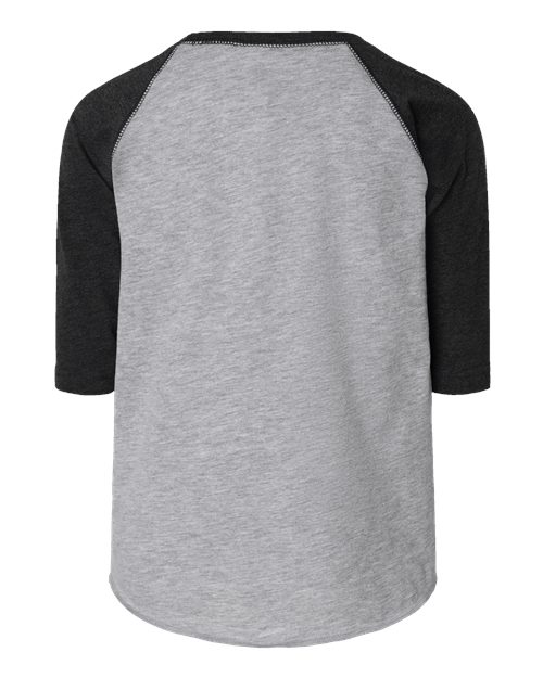 Toddler Baseball Fine Jersey Three-Quarter Sleeve Tee - Vintage Heather/ Vintage Smoke Back