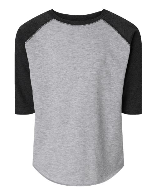 Toddler Baseball Fine Jersey Three-Quarter Sleeve Tee - Vintage Heather/ Vintage Smoke Front