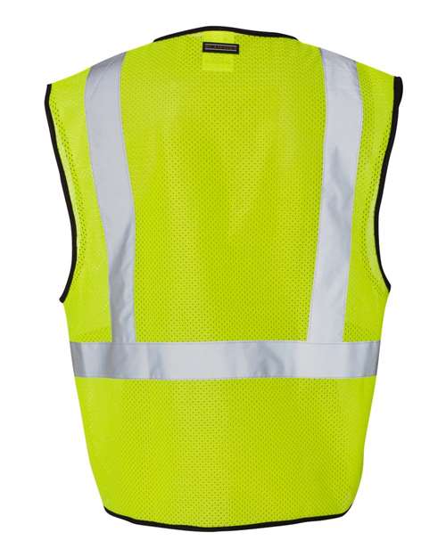 Unisex Single Pocket Zipper Mesh Class 2 Vest - Lime Back