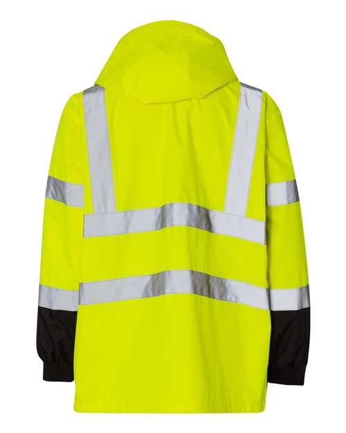 Unisex Storm Cover Waterproof Rain Jacket - Lime Back