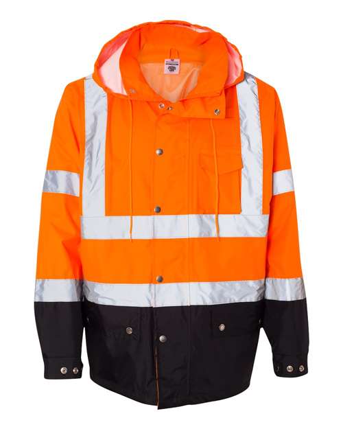 Unisex Storm Cover Waterproof Rain Jacket - Orange Front
