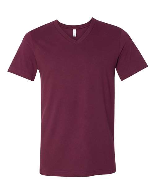 Unisex Jersey V-Neck Tee - Maroon Front
