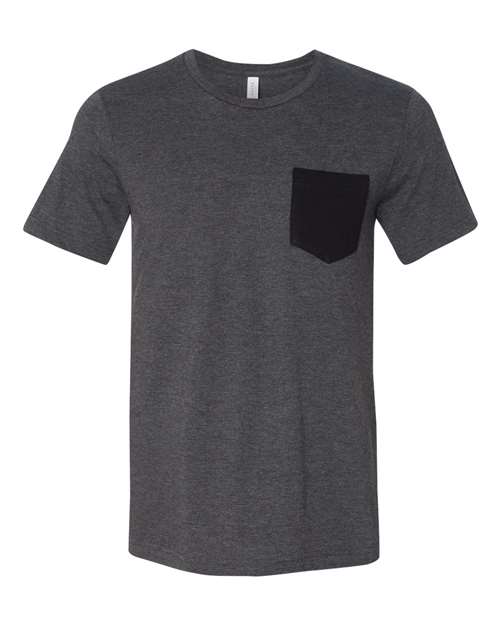 Men's Jersey Pocket Tee - Dark Grey Heather/ Black Front
