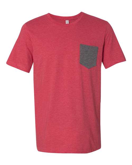 Men's Jersey Pocket Tee - Heather Red/ Deep Heather Front