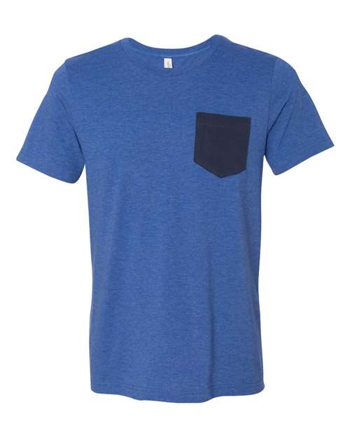 Men's Jersey Pocket Tee - Heather True Royal/ Navy Front