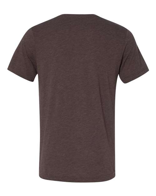 Unisex Triblend V-Neck Tee - Brown Triblend Back