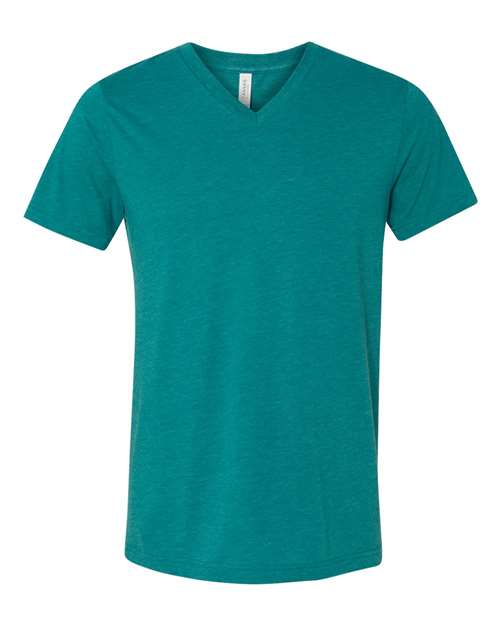 Unisex Triblend V-Neck Tee - Teal Triblend Front