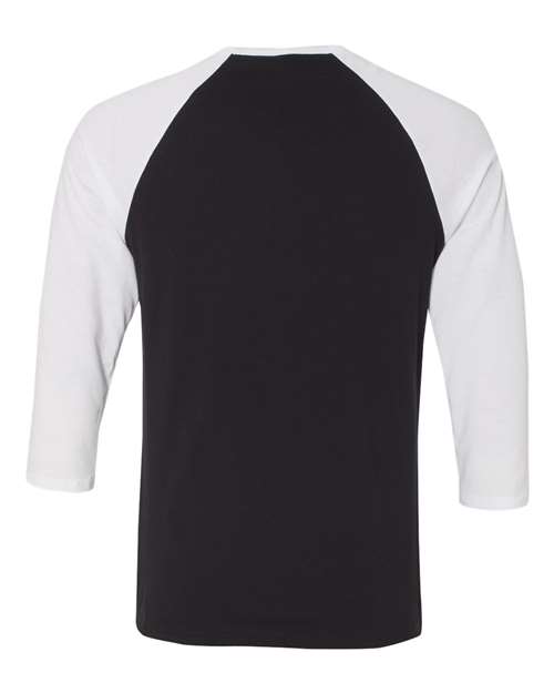 Unisex Three-Quarter Sleeve Baseball Tee - Black/ White Back