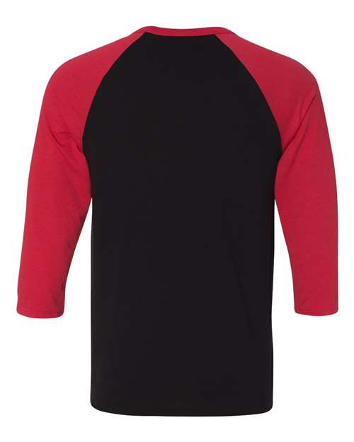 Unisex Three-Quarter Sleeve Baseball Tee - Black/ Red Back