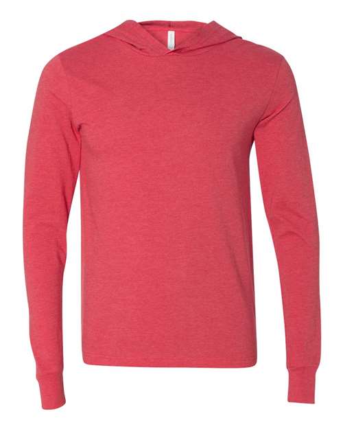 Unisex Jersey Hooded Long Sleeve Tee - Heather Red Front