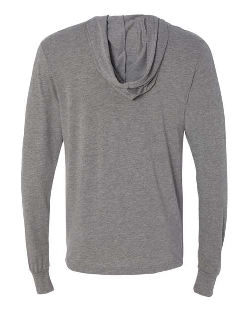 Unisex Jersey Hooded Long Sleeve Tee - Grey Triblend Back