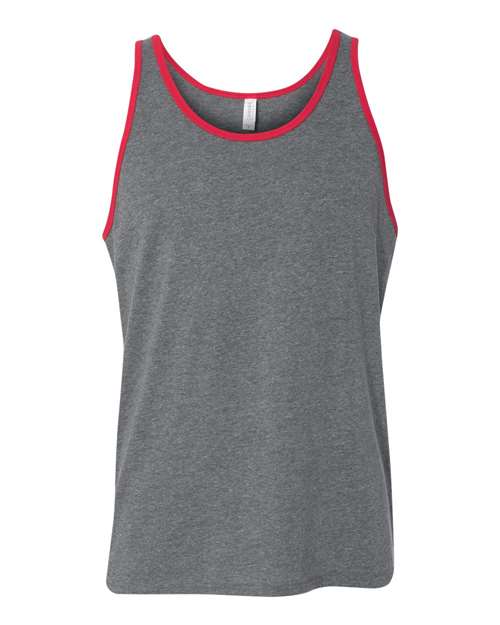 Jersey Tank - Deep Heather/ Red Front