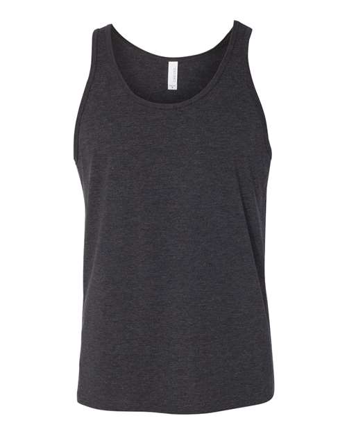 Jersey Tank - Charcoal Black Triblend/ Solid Black Triblend Front