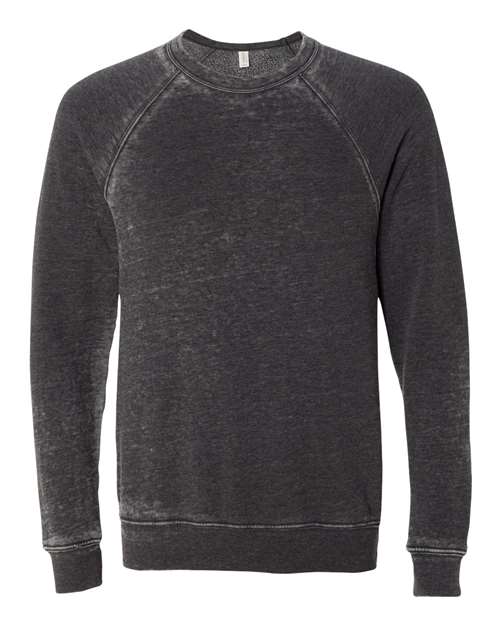 Unisex Sponge Fleece Raglan Crewneck Sweatshirt - Grey Acid Wash Front