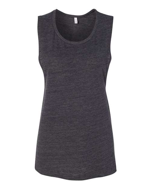 Women's Flowy Scoop Muscle Tank - Charcoal Black Slub Front