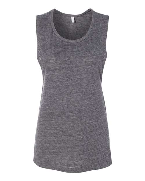 Women's Flowy Scoop Muscle Tank - Asphalt Slub Front