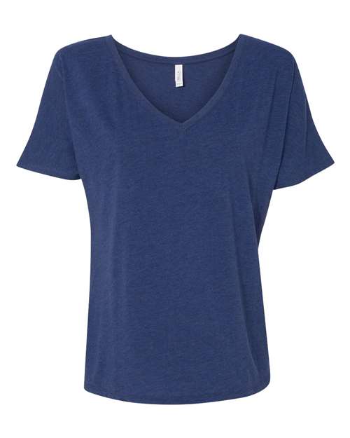 Women’s Slouchy V-Neck Tee - Navy Triblend Front