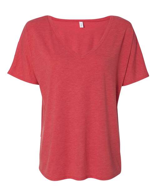 Women’s Slouchy V-Neck Tee - Red Triblend Front