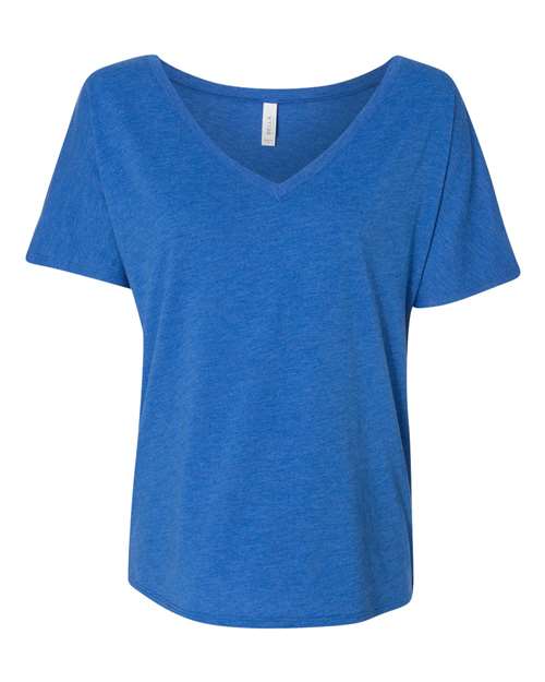 Women’s Slouchy V-Neck Tee - True Royal Triblend Front