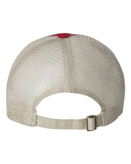 Contrast-Stitch Mesh-Back Cap - Red/ Stone Back