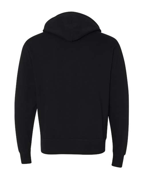 Unisex Heathered French Terry Full-Zip Hooded Sweatshirt - Black Back