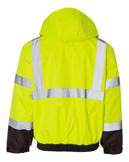 Unisex Ripstop Bomber Jacket - Lime/ Black Back