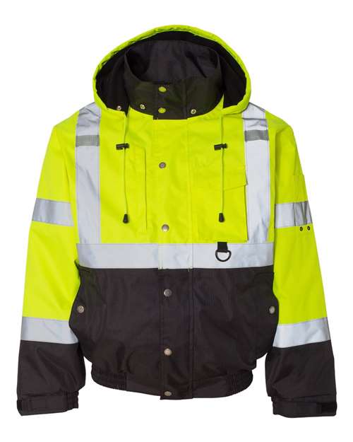 Unisex Ripstop Bomber Jacket - Lime/ Black Front