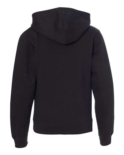 Youth Midweight Full-Zip Hooded Sweatshirt - Black Back