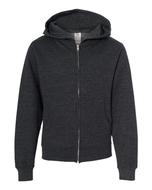 Youth Midweight Full-Zip Hooded Sweatshirt - Charcoal Heather Front