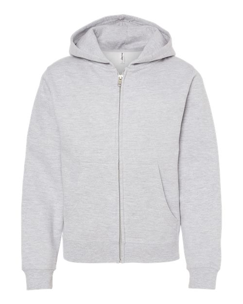 Youth Midweight Full-Zip Hooded Sweatshirt - Grey Heather Front
