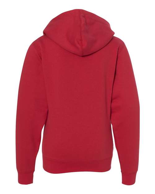 Youth Midweight Full-Zip Hooded Sweatshirt - Red Back